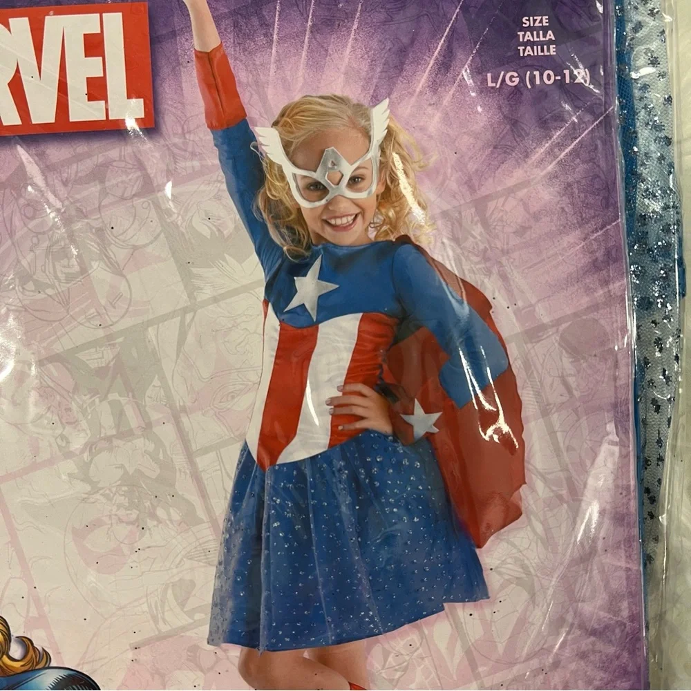 Marvel American Dream captain america Kids Costume - Red Blue White NEW L 10-12